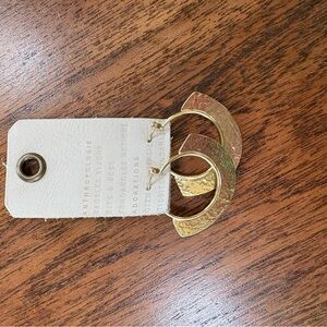 Anthropologie Gold Textured Hoop Earrings